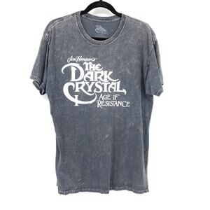 The Dark Crystal Age of Resistance Mens Graphic Tee L Charcoal Acid Wash